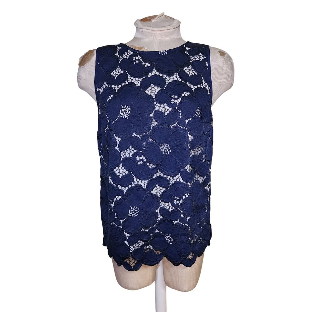 Lilly Pulitzer Iona Navy Lace‎ Overlay Sleeveless Top Size S